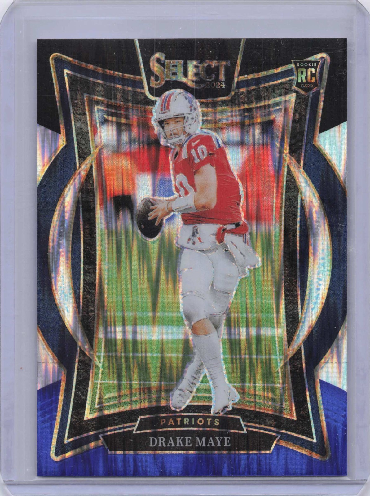 2024 Panini Select Concourse Drake Maye #27 Black & Blue Shock Prizm (RC)