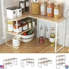 Golener Countertop Organizer Corner Shelf, 2 Tier Adjustable Stackable Corner