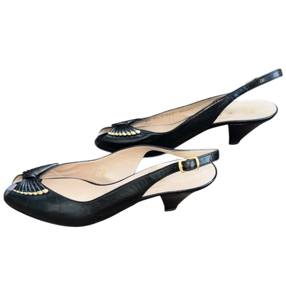 Tacones clásicos vintage de cuero italiano Bruno Magli 8 1/2 AA Foto 3 de 4