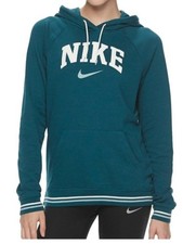 Women's Nike Varsity Sportswear Fleece Pullover Hoodie Swoosh Logo Green Small