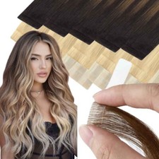 100 Remy Tape In Human Hair Extensions Remi Skin Weft 20 40 60 Pieces CLEARANCE
