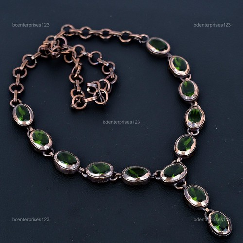 Mothers day Sale Natural Peridot Copper Chain Electroformed New Necklace Jewelry