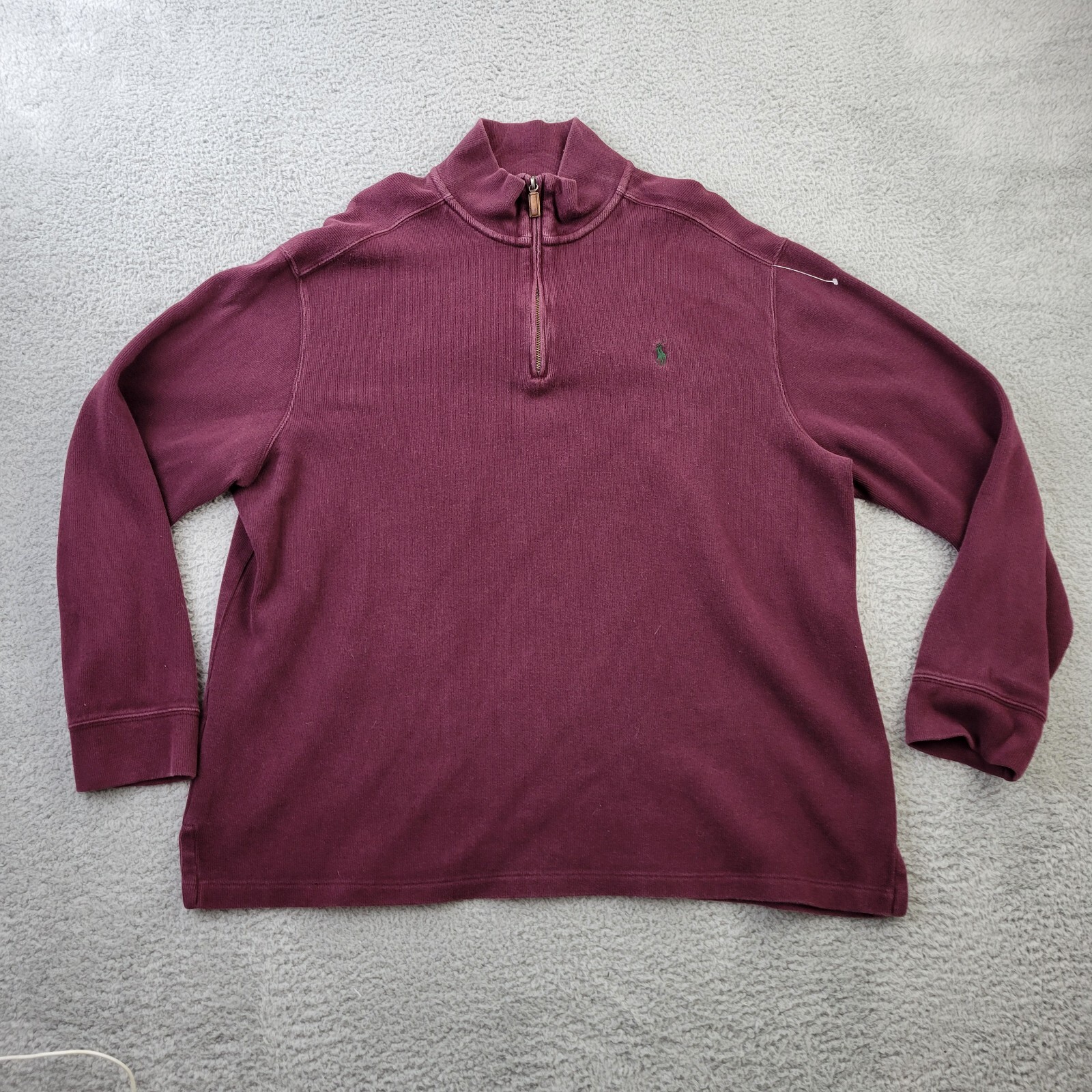 Polo Ralph Lauren Felpa Uomo 2XL XXL Borgogna 1 4 Zip Manica Lunga Pony