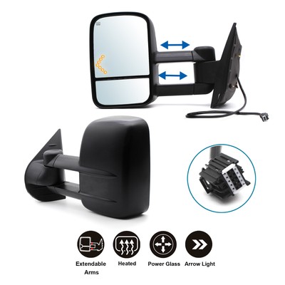 LH+RH Tow Mirrors For 2007-2013 Chevrolet  Avalanche Power Heated Arrow Signal