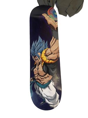 hand painted Dragon ball Gogeta Blue skateboard deck with polyurethane finisher