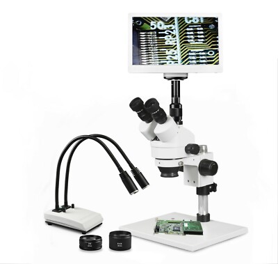 Parco Simul-Focal Trinocular Zoom Stereo Microscope,11.6'' HD Screen w 5MP Camera