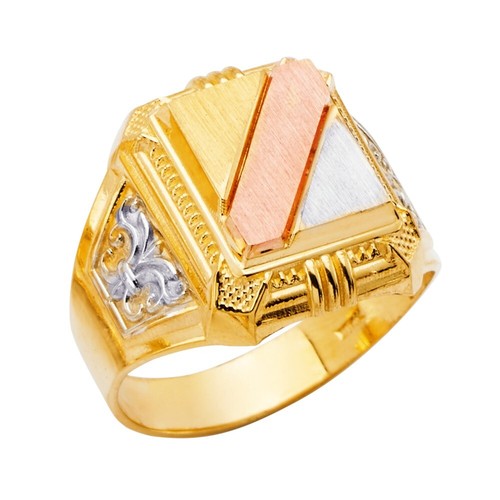 14K Tri Color Gold Men's Ring | eBay