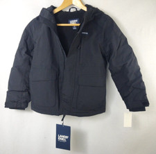 NWT Lands End Squall Waterproof Winter Hooded Black Jacket Medium 8 Kids New