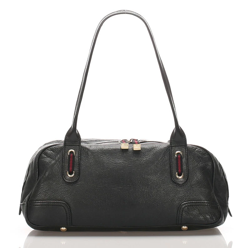 Authentique sac à main bandoulière GUCCI Sherry cuir noir occasion du Japon