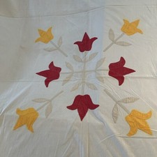Vintage Quilt Top/ Coverlet 76  x86  Appliqu  Flower Tulip Handmade