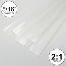 5/16" ID Clear Heat Shrink Tube 2:1 ratio wrap 5x24" 10 ft inch/feet/to 8mm