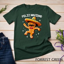 Feliz Navidad Mexican Gingerbread with Sombrero Christmas T-Shirt Unisex T-shirt