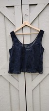 VTG Victoria's Secret Gold Label BlackFloral Sheer Chiffon Deep Back Neck Cami L
