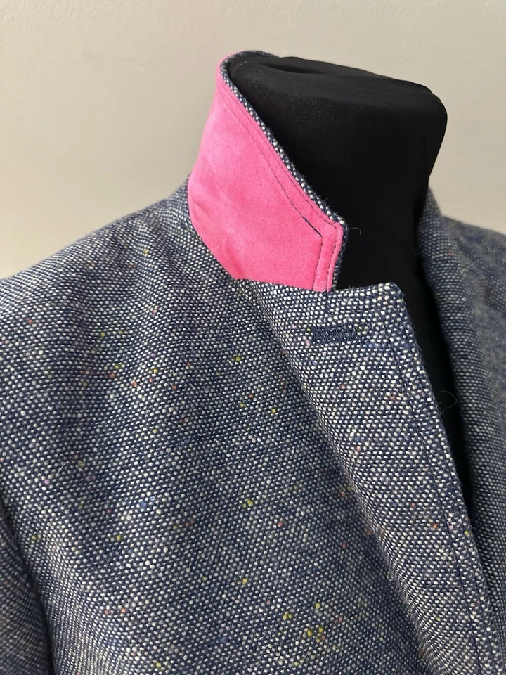 JOULES BLAZER JACKET 45% WOOL UK14 ‘BRONTE’ BLUE TWEED, FULLY LINED New+Tags - Image 3 of 4