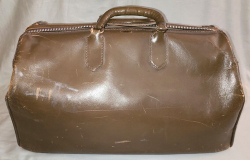 Vintage Harrison Leather Goods Corp. zip top satchel / doctor's bag # K25 20