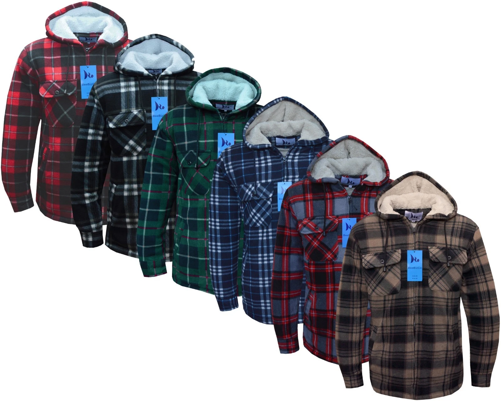 Hooded Fleece Padded Lumberjack Shirt Jacket Fur Lined Sherpa Winter Warm M-5XL
Opens in a new windo