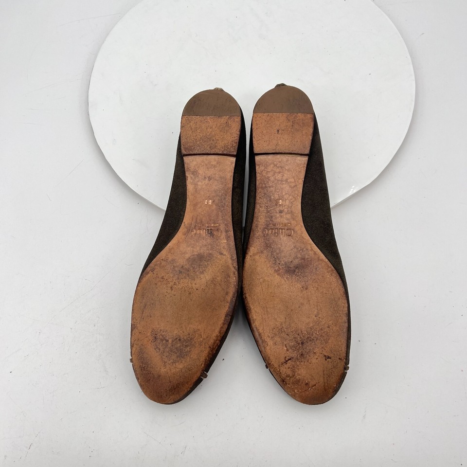 Chloe Women Size EU 39 US 9 Dark Brown Suede Stitch Slip On Ballerina