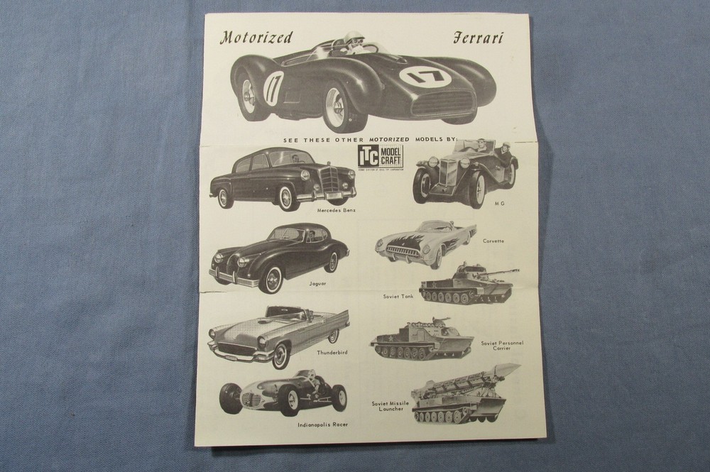 Vintage ITC Model Car Assembly INSTRUCTIONS for MOTORIZED FERRARI