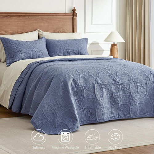 Quilts for Queen Bed Blue Bedspreads Bedding Set - Summer Quilt Lightweight M... - Picture 2 of 8