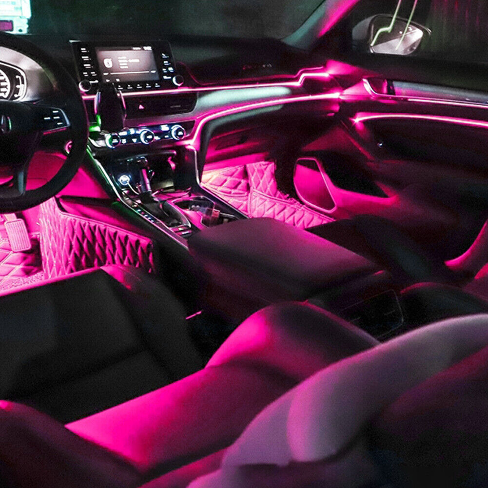 2M Car Interior LED Neon Lights Decor Atmosphere El Wire String Strip Lamp  Pink