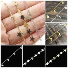Star Chain Moon Chain Silver Gold Plated Necklace Making Sold by foot Jewelry