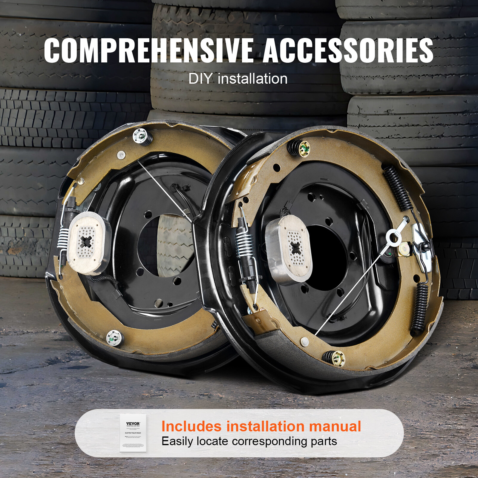 VEVOR Electric Trailer Brake 12" x 2" SelfAdjusting Assembly 1 Pair