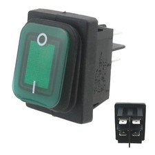 SW22 GREEN ILLUMINATED 16 AMP WATERPROOF ON OFF MAINS POWER SWITCH 30mm x 22mm