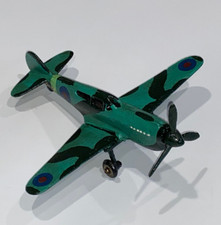 Cast Iron Airplane Green Camouflage Military Style Toy 8" Wingspan