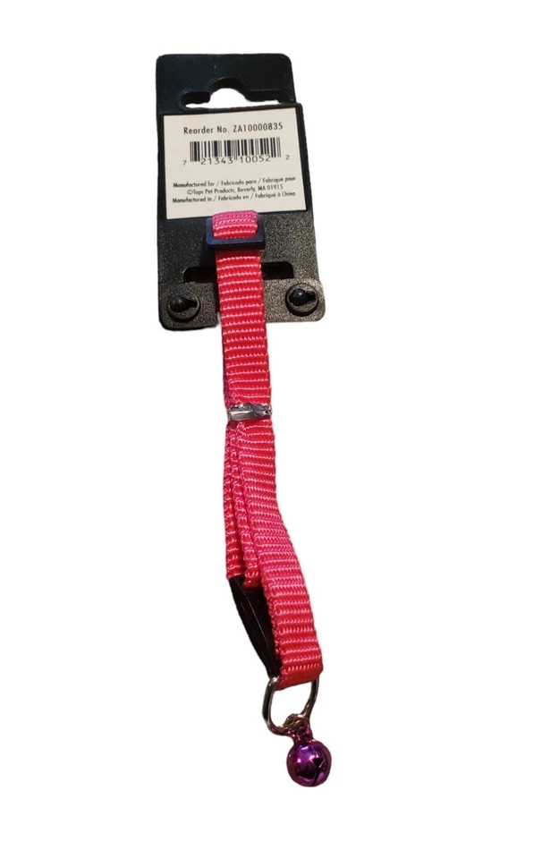 Guardian Gear Flamingo Pink Nylon  Jingle Cat Collar 3/8" Adjustble 8"-12" - Image 2 of 3