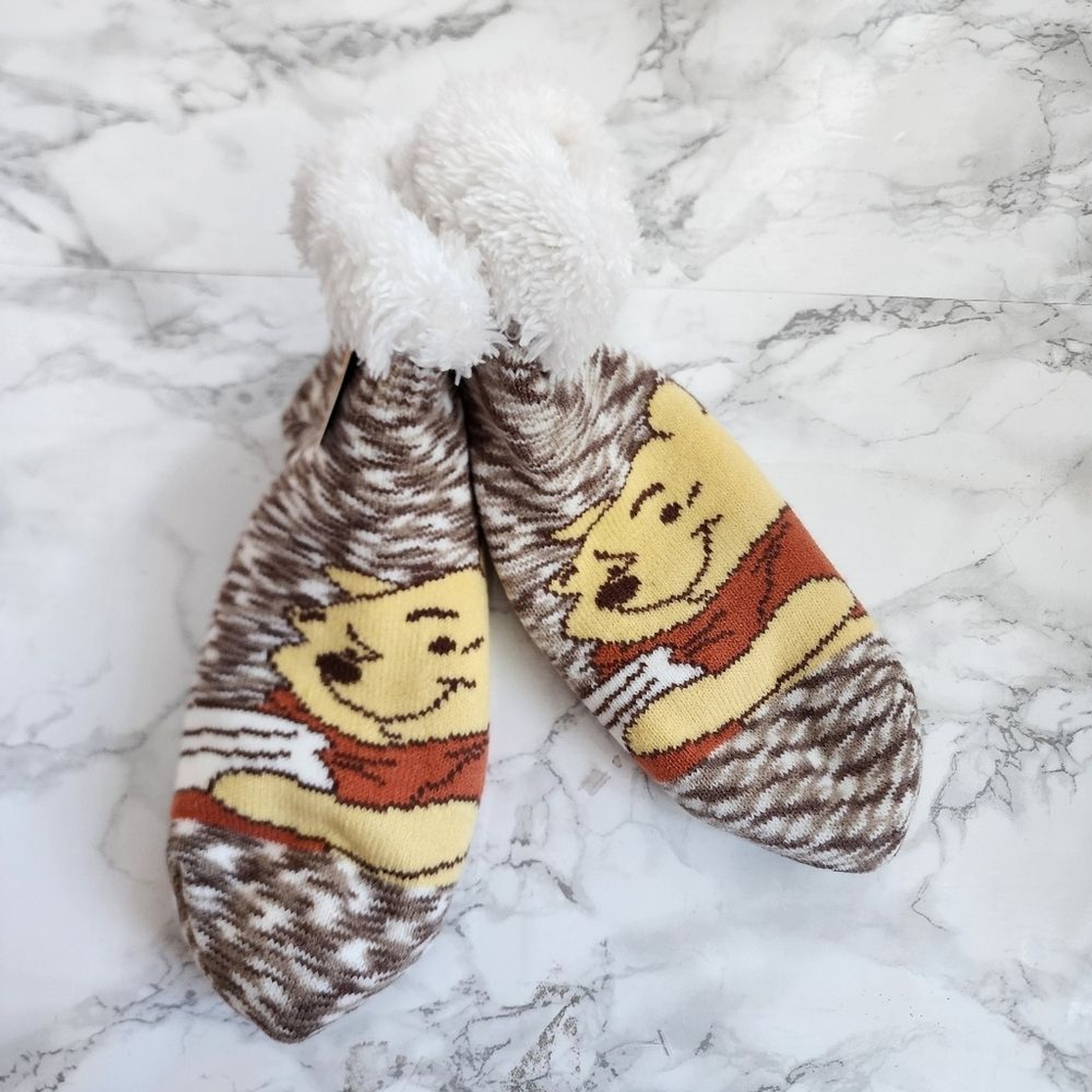 PANTOFOLA D’ORO Calzini ciabatte antiscivolo Winnie the Pooh scarpa donna taglia 4 10 maglia morbida NUOVI