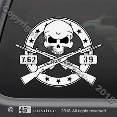 Ammo Can and Window Stickers SKS Military Skull Decals Die Cut 2 pack