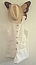 Zara Kids Short Overall Buttoned Four Pockets White With Straps 13-14 Years old
