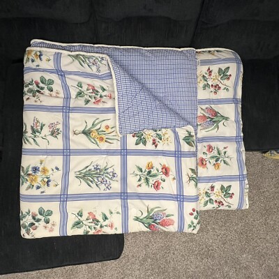 Jupe De Lit Vintage Liz Claiborne King – Motif Fleurs Bleues, Années 90, Occasion