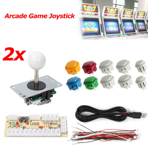 2 Spieler Nullen Verzögerung Joystick Arcade + USB Encoder + Drucktasten für MAME Himbeere - Bild 1 von 11