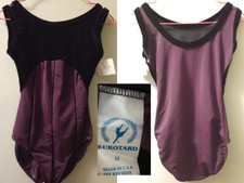 Dance Ballet Gymnastics Plum velvet front trims leotard Girls 8 M Made in USA