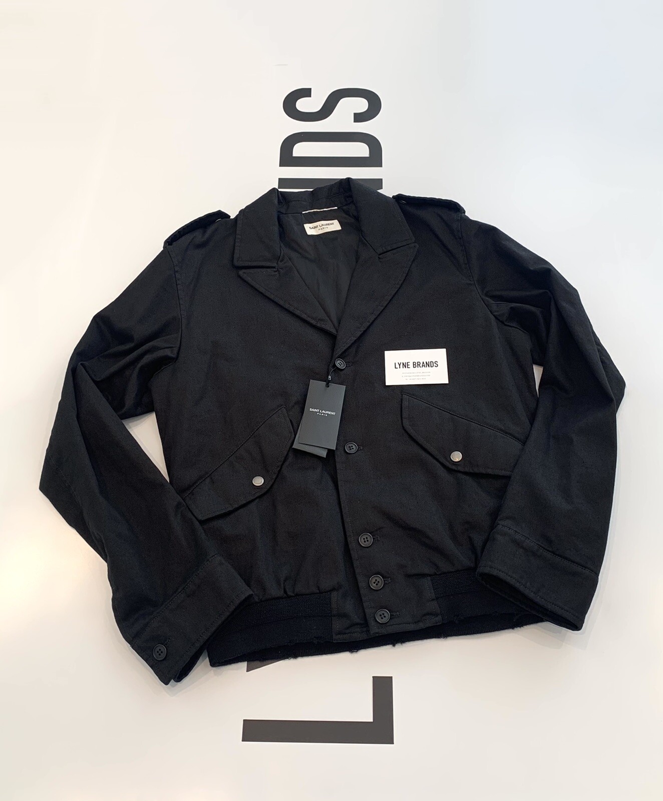 Giacca Teddy Saint Laurent nera MA 1 bomber con bottoni taglia EU 52 PREZZO AL PUBBLICO £ 1950