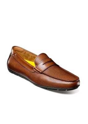 Florsheim Motor Penny Driver Moc Cognac Brown Weave Leather  display picture 3