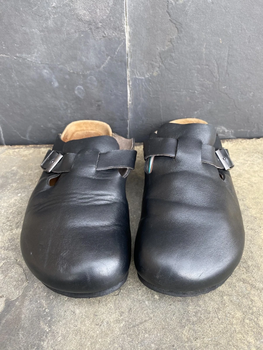 Birkenstock Boston Leather Black Clogs