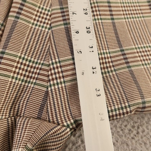 Prince of Wales Check Pants Mens 40 Brown Green Polyester Slacks 40x34 - Picture 9 of 9