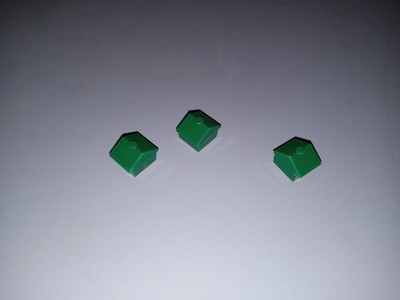 Monopoly Replacement Parts 3 Green Plastic Houses