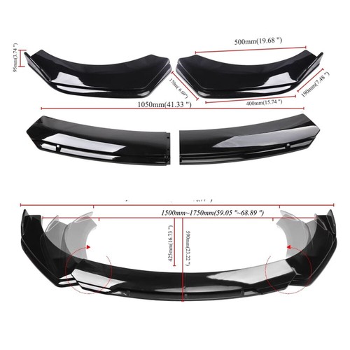 BLACK + RED FOR TOYOTA GT86 BRZ SUBARU FRONT BUMPER LIP SPOILER 5PCS 2012-2019 - Picture 2 of 4