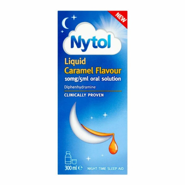 Nytol NYTSLE300ML Caramel Flavour Oral Solution, 300 ml Blue for sale