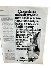 1971 Delta Air Lines Joe Leyden Lead Mechanic Vintage Aviation Print Ad