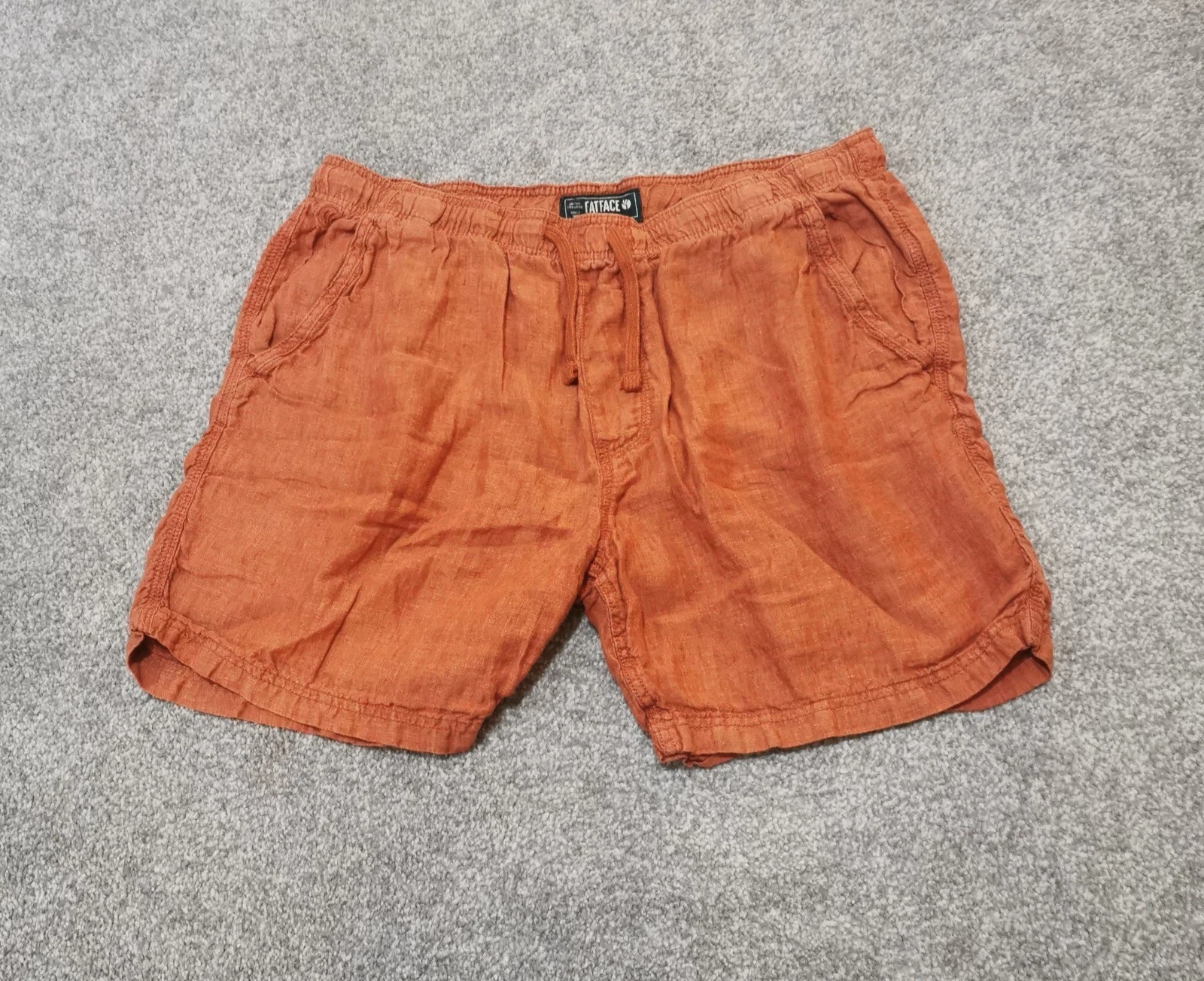 Fat Face Shorts Mens W40 Burnt Orange Seaton 100% Linen Lightweight Breathable