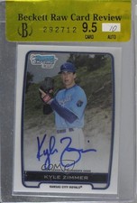 2012 Bowman Draft Chrome Draft Picks Auto Kyle Zimmer #BCA-KZ Auto z1b