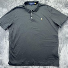 Polo Ralph Lauren Polo Shirt Mens Large Black Classic Fit Cotton Knit Pony Logo