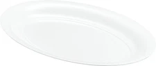 4 Pack Oval Plastic Serving Trays 11x16 Disposable White Platters for Parties