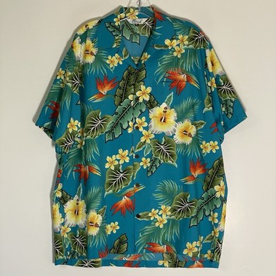 Lvish Shirt Mens XL Blue Aaon Floral Hawaiian Tropical Short Sleeve Summer Cool