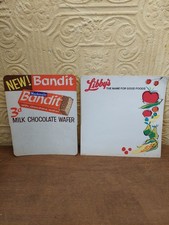 Vintage Shop Advertising Retail Display Cards Libbys & Bandit Chocolate