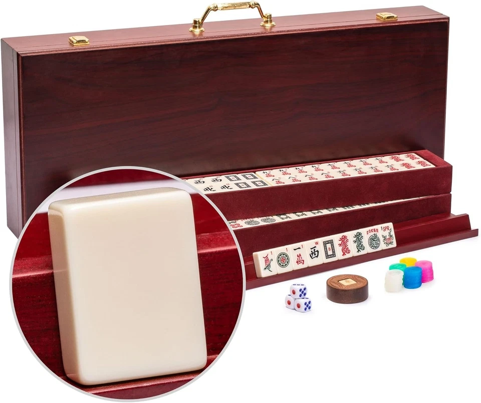 American Mahjong Set - Classic Edition with 166 Tiles & Vintage Rosewood Case - Image 3 of 4